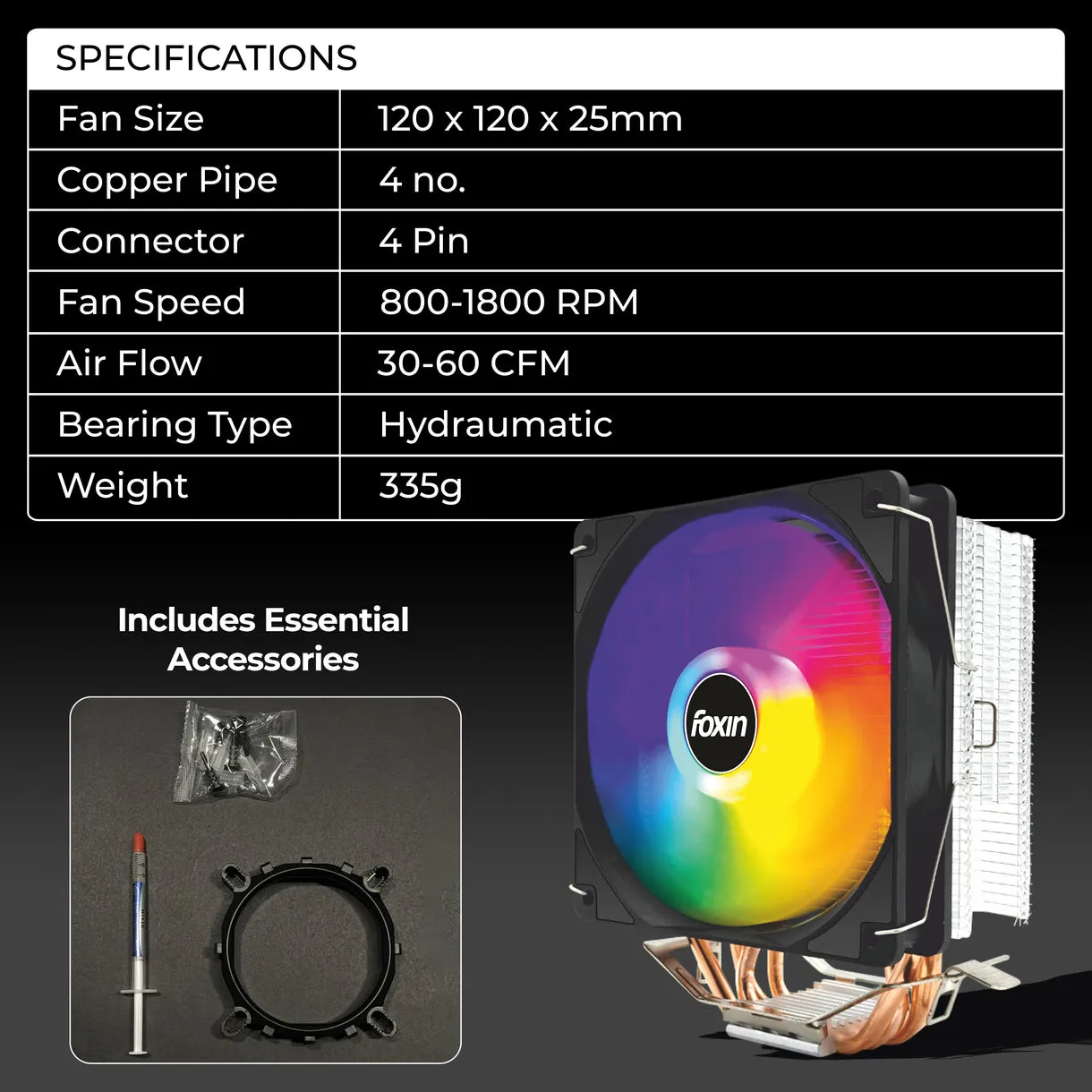 Foxin CPU Fan For Intel and AMD Socket 120mm RGB FCF 004 view 7